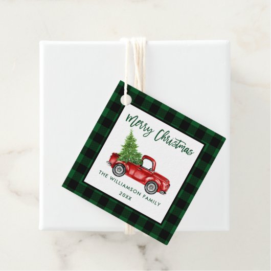 Penseel Script Green Pset Kerstmis Truck Bedankjes Labels (In situ)