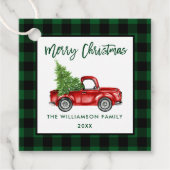 Penseel Script Green Pset Kerstmis  Truck Bedankjes Labels (Voorkant)