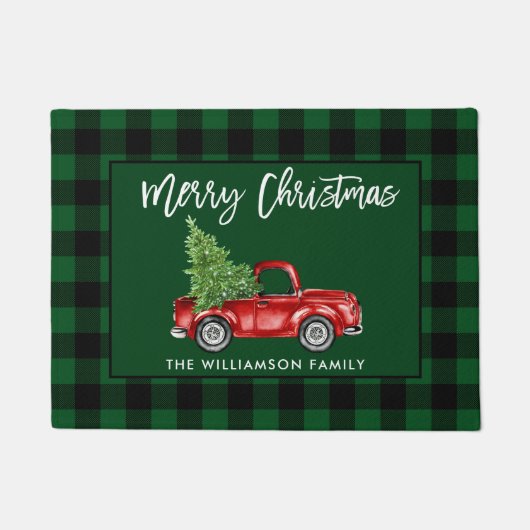 Penseel Script Green Pset Kerstmis  Truck Deurmat (Voorkant)