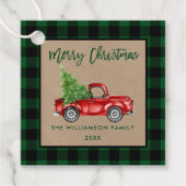 Penseel Script Green Pset Kraft-kersttruck Bedankjes Labels (Voorkant)