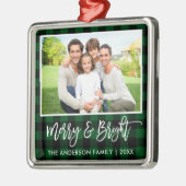 Penseel-Script Green Pset Merry en BrightStor-reek Metalen Ornament (Links)