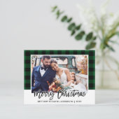 Penseel Script Green Pset Weddenschap met kerstmis Briefkaart (Staand voorkant)