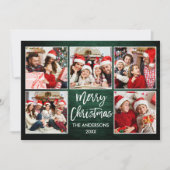 Penseel Script Green Wood Kerstmis 5 Foto Feestdagenkaart (Voorkant)