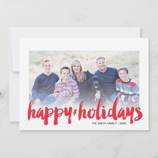 Penseel Script Holiday Photo Card Feestdagenkaart (Voorkant)