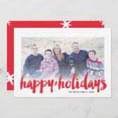 Penseel Script Holiday Photo Card Feestdagenkaart (Voorkant / Achterkant)