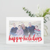 Penseel Script Holiday Photo Card Feestdagenkaart (Staand voorkant)