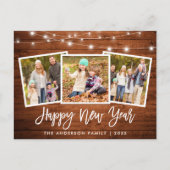 Penseel Script Hood Lichten 3 Foto gelukkig nieuwj Briefkaart (Voorkant)