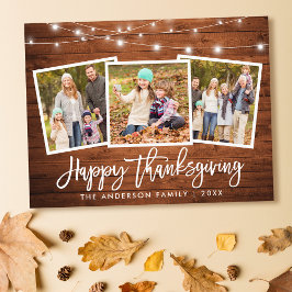 Penseel Script Hood Lichten 3 Foto Thanksgiving Briefkaart