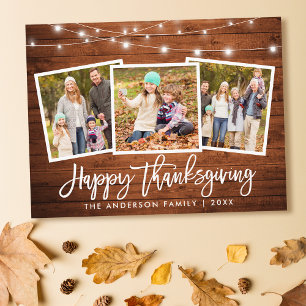 Penseel Script Hood Lichten 3 Foto Thanksgiving Briefkaart