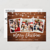 Penseel Script-houten lampjes 3 Kerstster Briefkaart (Voorkant / Achterkant)