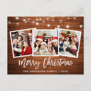 Penseel Script-houten lampjes 3 Kerstster Briefkaart