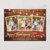Penseel Script houten lights Truck Photo Thanksgiv Briefkaart (Voorkant)