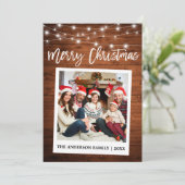 Penseel Script Instant Camera Foto Wood Kerstmis Feestdagenkaart (Staand voorkant)