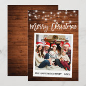 Penseel Script Instant Camera Foto Wood Kerstmis Feestdagenkaart (Voorkant / Achterkant)