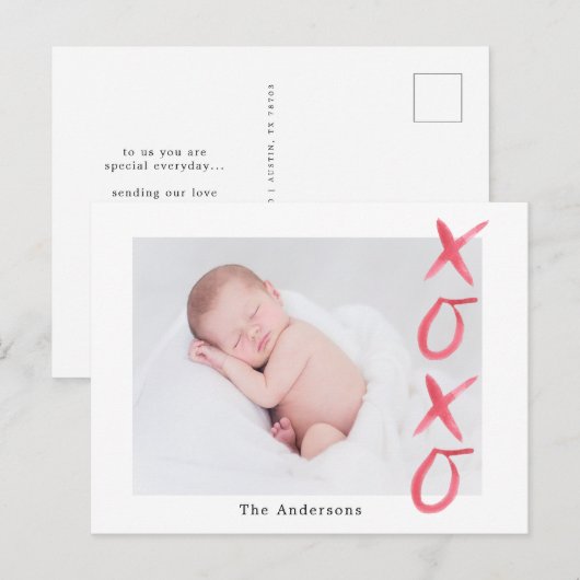 Penseel script knuffels en kussen Foto Briefkaart (Voorkant / Achterkant)