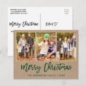 Penseel Script Kraft 3 FotoKerstmis Briefkaart (Voorkant / Achterkant)