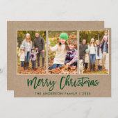 Penseel Script Kraft 3 FotoKerstmis Feestdagenkaart (Voorkant / Achterkant)