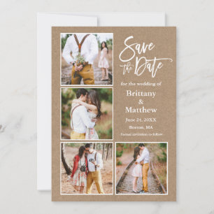 Penseel Script Kraft 4 Foto Verloving Save The Date