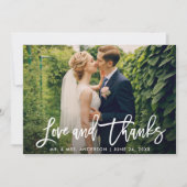 Penseel Script Kraft Love and Bedankt Wedding Kaar Kaart (Voorkant)