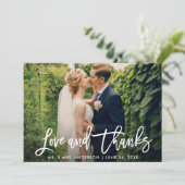 Penseel Script Kraft Love and Bedankt Wedding Kaar Kaart (Staand voorkant)