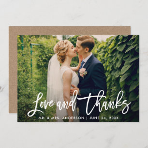 Penseel Script Kraft Love and Bedankt Wedding Kaar Kaart