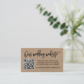 Penseel Script Kraft Wedding Website QR Foto Informatiekaartje (Staand voorkant)
