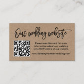 Penseel Script Kraft Wedding Website QR Foto Informatiekaartje (Voorkant)