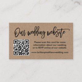 Penseel Script Kraft Wedding Website QR Foto Informatiekaartje