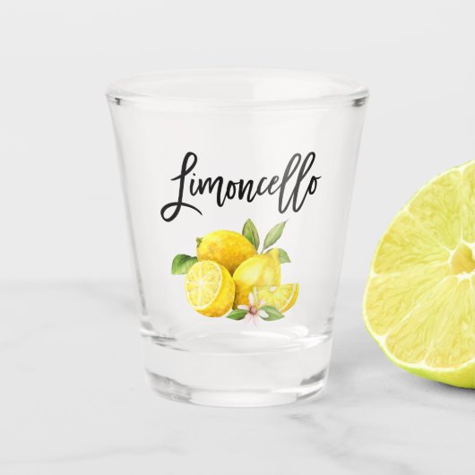 Penseel Script Limoncello Waterverf Lemons Shot Glas (Voorkant)