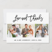 Penseel Script Love and Bedankt 3 Photo Wedding (Voorkant)