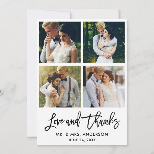 Penseel Script Love and Bedankt Wedding 4 Photo (Voorkant)
