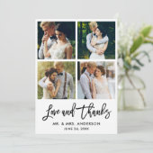 Penseel Script Love and Bedankt Wedding 4 Photo (Staand voorkant)