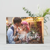 Penseel-Script Love and Bedankt Wedding Kraft Kaar Kaart (Staand voorkant)