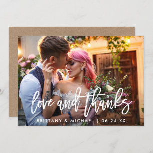 Penseel-Script Love and Bedankt Wedding Kraft Kaar Kaart