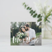 Penseel-Script Love & Bedankt Photo Weddenschap Be Briefkaart (Staand voorkant)