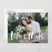 Penseel-Script Love & Bedankt Photo Weddenschap Be Briefkaart (Voorkant / Achterkant)