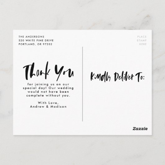 Penseel-Script Love & Bedankt Photo Weddenschap Be Briefkaart (Achterkant)