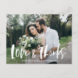 Penseel-Script Love & Bedankt Photo Weddenschap Be Briefkaart