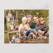 Penseel Script Merry-kerstfamilie 4 Foto Briefkaart (Voorkant)
