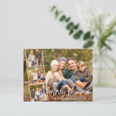 Penseel Script Merry-kerstfamilie 4 Foto Briefkaart (Staand voorkant)