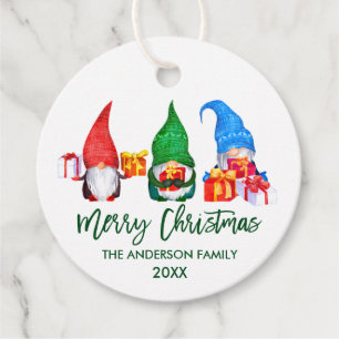 Penseel Script Merry Kerstmis Waterverf Gnomen Bedankjes Labels