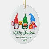 Penseel Script Merry Kerstmis Waterverf Gnomen Keramisch Ornament (Rechts)