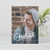Penseel Script Modern Afstuderen 2-zijdig Foto Par Kaart (Staand voorkant)