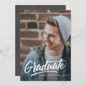 Penseel Script Modern Afstuderen 2-zijdig Foto Par Kaart (Voorkant / Achterkant)