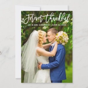 Penseel Script Modern Forever Thankful Weddenfoto Bedankkaart