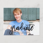Penseel Script Modern Graduation Party Uitnodiging Briefkaart (Voorkant)