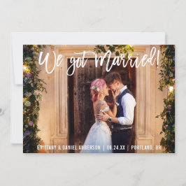 Penseel Script Modern We hebben een gehuwde paarse Aankondiging