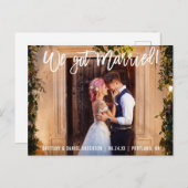 Penseel Script Modern We hebben een gehuwde paarse Briefkaart (Voorkant / Achterkant)