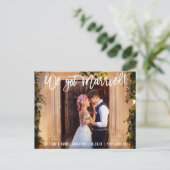 Penseel Script Modern We hebben een gehuwde paarse Briefkaart (Staand voorkant)