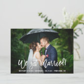 Penseel Script Modern We hebben gehuwde foto Aankondiging (Staand voorkant)